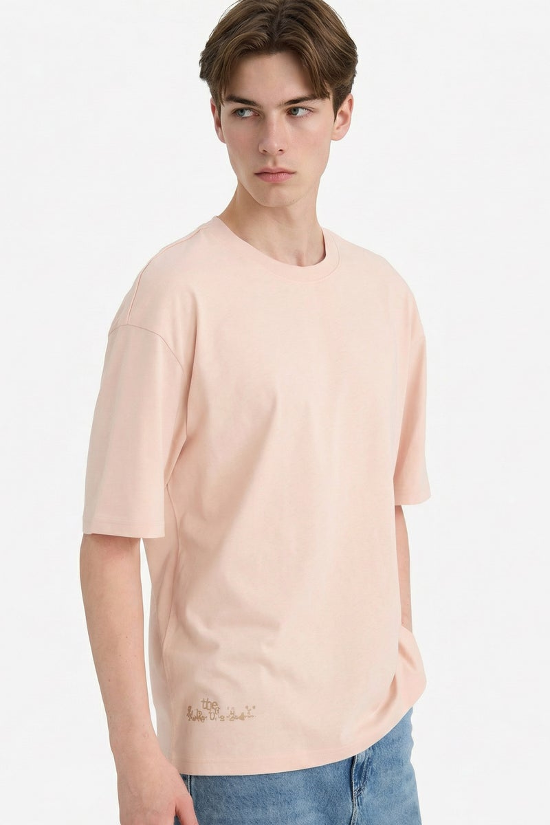 DeFacto Pink Man Boxy Fit Crew Neck Printed Short Sleeve T-Shirt Casual - Image 3